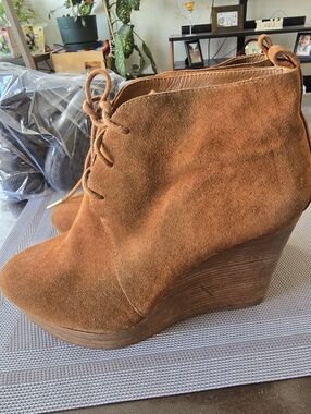 MICHAEL Michael Kors Rust Suede Wedge Ankle Booties